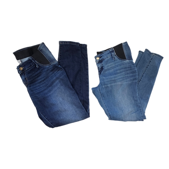 Ingrid & Isabel Bundle Of 2 Maternity Jeans Dark And Light Blue Skinny Jegging - Picture 3 of 14